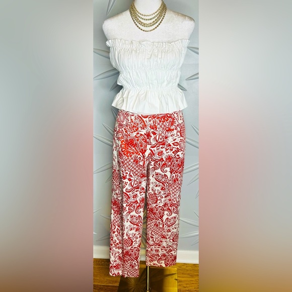 Ann Taylor Factory Pants - Ann Taylor Factory NWT off white & brick red cropped legged pants waist 32”